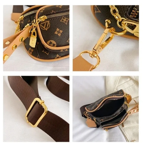 Fashion Designer Inspired Brown Crossbody Shoulder Bag - Picture 9 of 12